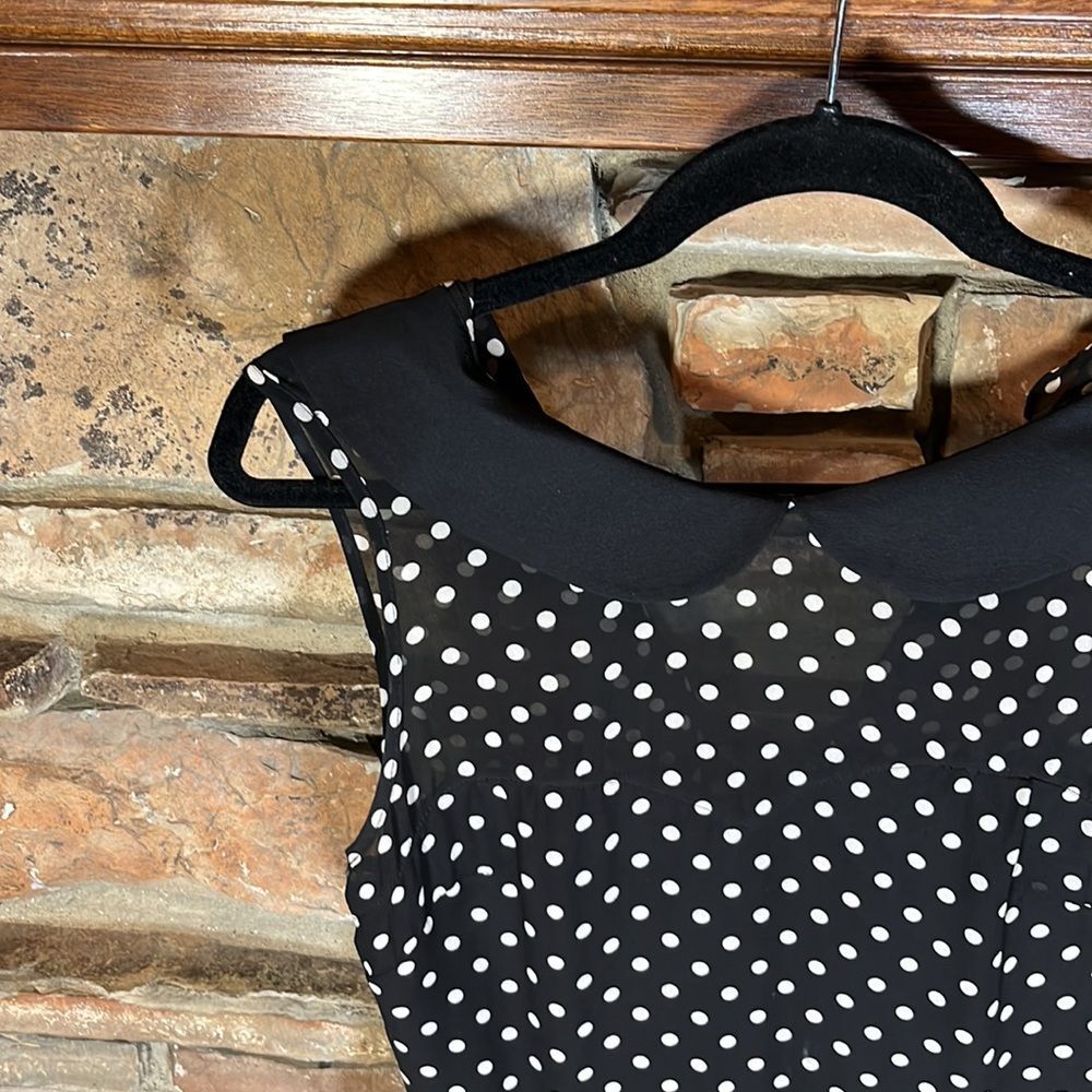 Betsey Johnson Polka Dot Sleeveless Peter Pan Collar Dress - Picture 2 of 7